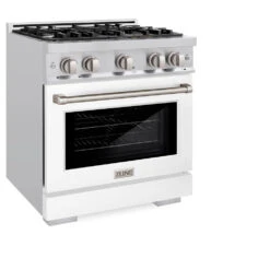 ZLINE 30 In. 4.2 Cu. Ft. Select Dual Fuel Range With 4 Burner Gas Cooktop And Electric Convection Oven In Stainless Steel With White Matte Door (HDR-WM-30)(Zline 30 Select Dual Fuel Range Stainless Steel White Matte Hdr Wm 30) -Induction Cooktop Store zline select stainless steel white matte door dual fuel range HDR WM 30 main