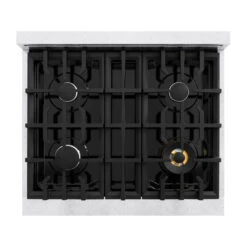 ZLINE 30 In. 4.2 Cu. Ft. Select Dual Fuel Range With 4 Burner Gas Cooktop And Electric Convection Oven In Stainless Steel With White Matte Door (HDR-WM-30)(Zline 30 Select Dual Fuel Range Stainless Steel White Matte Hdr Wm 30) -Induction Cooktop Store zline select stainless steel white matte door dual fuel range HDR WM 30 top down