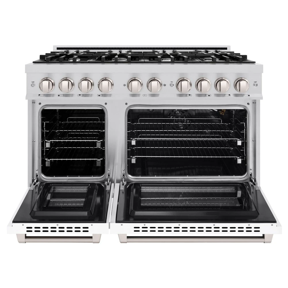 ZLINE 48 In. 6.7 Cu. Ft. Select Double Oven Gas Range With 8 Burner Cooktop In Stainless Steel With White Matte Doors (HGR-WM-48)(Zline 48 Select Gas Range Stainless Steel White Matte Hgr Wm 48) 5 ZLINE 48 In. 6.7 Cu. Ft. Select Double Oven Gas Range With 8 Burner Cooktop In Stainless Steel With White Matte Doors (HGR-WM-48)(Zline 48 Select Gas Range Stainless Steel White Matte Hgr Wm 48) - Image 5