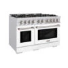 ZLINE 48 In. 6.7 Cu. Ft. Select Double Oven Gas Range With 8 Burner Cooktop In Stainless Steel With White Matte Doors (HGR-WM-48)(Zline 48 Select Gas Range Stainless Steel White Matte Hgr Wm 48)