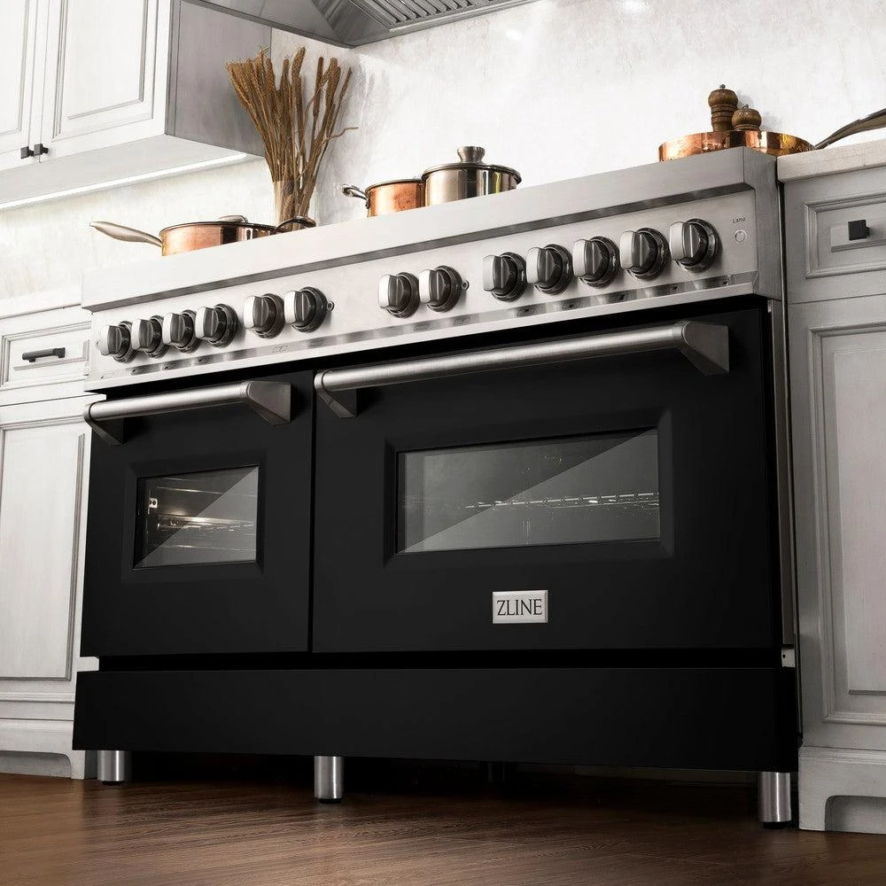 ZLINE 60 In. 7.4 Cu. Ft. Legacy Dual Fuel Range With 9 Burner Gas Cooktop And 2 Electric Convection Ovens In Stainless Steel And Black Matte Doors (RA-BLM-60)(Zline 60 Legacy Dual Fuel Range Stainless Steel Black Matte Ra Blm 60) 2 ZLINE 60 In. 7.4 Cu. Ft. Legacy Dual Fuel Range With 9 Burner Gas Cooktop And 2 Electric Convection Ovens In Stainless Steel And Black Matte Doors (RA-BLM-60)(Zline 60 Legacy Dual Fuel Range Stainless Steel Black Matte Ra Blm 60) - Image 2