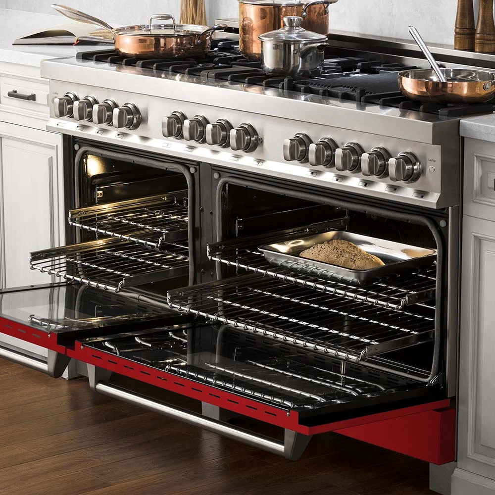 ZLINE 60 In. 7.4 Cu. Ft. Legacy Dual Fuel Range With 9 Burner Gas Cooktop And 2 Electric Convection Ovens In Stainless Steel And Red Gloss Doors (RA-RG-60)(Zline 60 Legacy Dual Fuel Range Stainless Steel Red Gloss Ra Rg 60) 11 ZLINE 60 In. 7.4 Cu. Ft. Legacy Dual Fuel Range With 9 Burner Gas Cooktop And 2 Electric Convection Ovens In Stainless Steel And Red Gloss Doors (RA-RG-60)(Zline 60 Legacy Dual Fuel Range Stainless Steel Red Gloss Ra Rg 60) - Image 11