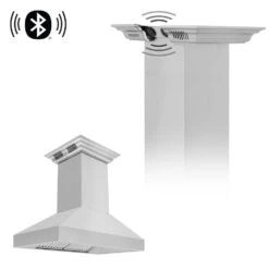 ZLINE 36 In. CrownSound™ Ducted Vent Island Mount Range Hood In Stainless Steel With Built-in Bluetooth Speakers (597iCRN-BT-36)(Zline 36 Island Mount Range Hood Stainless Steel Crownsound 597icrn Bt 36)