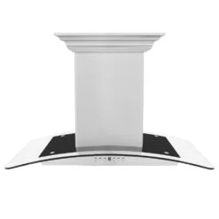 ZLINE 30 In. CrownSound™ Ducted Vent Island Mount Range Hood In Stainless Steel And Glass With Built-in Bluetooth Speakers (GL5iCRN-BT-30)(Zline 30 Island Mount Range Hood Stainless Steel Crownsound Gl5icrn Bt 30) -Induction Cooktop Store zline stainless steel island range hood GL5iCRN BT front 8018a927 b442 4a2b 94bf 77e4d7a7ffb6