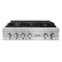 ZLINE 36 In. Legacy Gas Rangetop With 6 Brass Burners And Porcelain Cooktop In Stainless Steel (RT-BR-36)(Zline 36 Legacy Gas Rangetop Stainless Steel Brass Burners Rt Br 36)