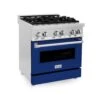 ZLINE 30 In. 4.0 Cu. Ft. Legacy Dual Fuel Range With 4 Burner Gas Cooktop And Electric Convection Oven In Stainless Steel And Blue Gloss Door (RA-BG-30)(Zline 30 Legacy Dual Fuel Range Stainless Steel Blue Gloss Ra Bg 30)