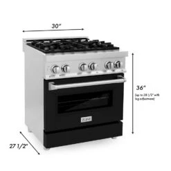 ZLINE 30 In. 4.0 Cu. Ft. Legacy Dual Fuel Range With 4 Burner Gas Cooktop And Electric Convection Oven In Stainless Steel And Black Matte Door (RA-BLM-30)(Zline 30 Legacy Dual Fuel Range Stainless Steel Black Matte Ra Blm 30) -Induction Cooktop Store zline stainless steel range RA BLM 30 dimensional af90e8a1 4476 4718 9c8c 92814c08759d