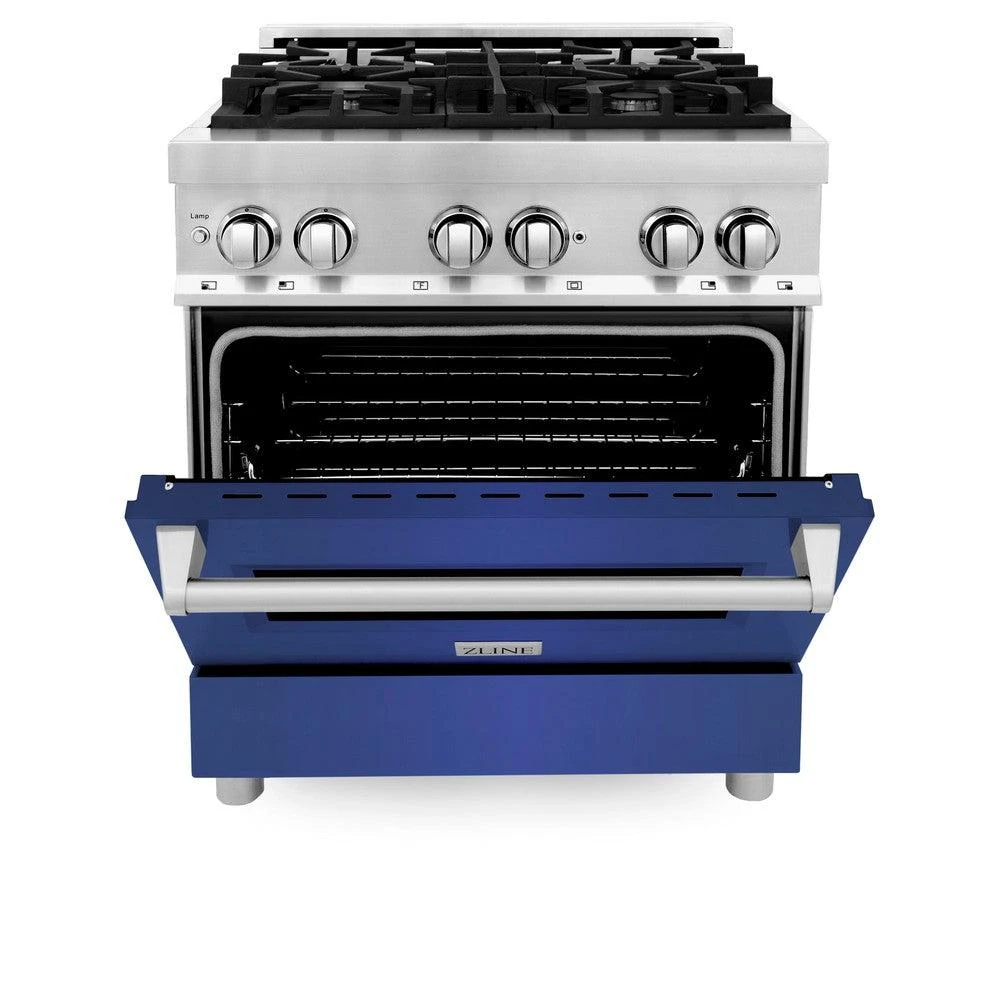 ZLINE 30 In. 4.0 Cu. Ft. Legacy Dual Fuel Range With 4 Burner Gas Cooktop And Electric Convection Oven In Stainless Steel And Blue Matte Door (RA-BM-30)(Zline 30 Legacy Dual Fuel Range Stainless Steel Blue Matte Ra Bm 30) 4 ZLINE 30 In. 4.0 Cu. Ft. Legacy Dual Fuel Range With 4 Burner Gas Cooktop And Electric Convection Oven In Stainless Steel And Blue Matte Door (RA-BM-30)(Zline 30 Legacy Dual Fuel Range Stainless Steel Blue Matte Ra Bm 30) - Image 4