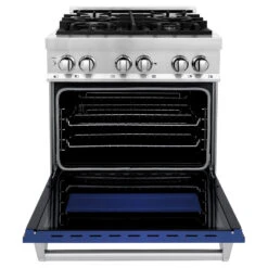 ZLINE 30 In. 4.0 Cu. Ft. Legacy Dual Fuel Range With 4 Burner Gas Cooktop And Electric Convection Oven In Stainless Steel And Blue Matte Door (RA-BM-30)(Zline 30 Legacy Dual Fuel Range Stainless Steel Blue Matte Ra Bm 30) 20 ZLINE 30 In. 4.0 Cu. Ft. Legacy Dual Fuel Range With 4 Burner Gas Cooktop And Electric Convection Oven In Stainless Steel And Blue Matte Door (RA-BM-30)(Zline 30 Legacy Dual Fuel Range Stainless Steel Blue Matte Ra Bm 30) -Induction Cooktop Store zline stainless steel range RA BM 30 front open 0c5b085c 5bc4 41bf 8f0b 82bbdfefee2e