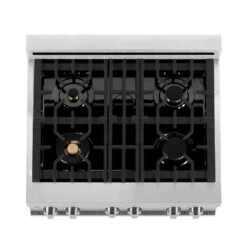 ZLINE 30 In. 4.0 Cu. Ft. Legacy Dual Fuel Range With Gas Cooktop And Electric Convection Oven In Stainless Steel With 4 Brass Burners (RA-BR-30)(Zline 30 Legacy Dual Fuel Range Stainless Steel Brass Burners Ra Br 30) 12 ZLINE 30 In. 4.0 Cu. Ft. Legacy Dual Fuel Range With Gas Cooktop And Electric Convection Oven In Stainless Steel With 4 Brass Burners (RA-BR-30)(Zline 30 Legacy Dual Fuel Range Stainless Steel Brass Burners Ra Br 30) -Induction Cooktop Store zline stainless steel range RA BR 30 top down