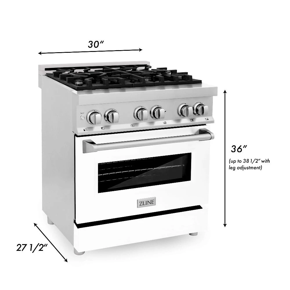 ZLINE 30 In. 4.0 Cu. Ft. Legacy Dual Fuel Range With 4 Burner Gas Cooktop And Electric Convection Oven In Stainless Steel And White Matte Door (RA-WM-30)(Zline 30 Legacy Dual Fuel Range Stainless Steel White Matte Ra Wm 30) 13 ZLINE 30 In. 4.0 Cu. Ft. Legacy Dual Fuel Range With 4 Burner Gas Cooktop And Electric Convection Oven In Stainless Steel And White Matte Door (RA-WM-30)(Zline 30 Legacy Dual Fuel Range Stainless Steel White Matte Ra Wm 30) - Image 13