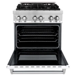 ZLINE 30 In. 4.0 Cu. Ft. Legacy Dual Fuel Range With 4 Burner Gas Cooktop And Electric Convection Oven In Stainless Steel And White Matte Door (RA-WM-30)(Zline 30 Legacy Dual Fuel Range Stainless Steel White Matte Ra Wm 30) 18 ZLINE 30 In. 4.0 Cu. Ft. Legacy Dual Fuel Range With 4 Burner Gas Cooktop And Electric Convection Oven In Stainless Steel And White Matte Door (RA-WM-30)(Zline 30 Legacy Dual Fuel Range Stainless Steel White Matte Ra Wm 30) -Induction Cooktop Store zline stainless steel range RA WM 30 front open 982d804d 6365 49e5 a5e0 e38105a1b31f