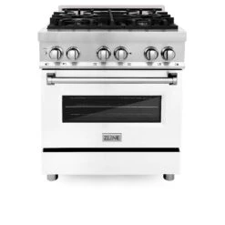 ZLINE 30 In. 4.0 Cu. Ft. Legacy Dual Fuel Range With 4 Burner Gas Cooktop And Electric Convection Oven In Stainless Steel And White Matte Door (RA-WM-30)(Zline 30 Legacy Dual Fuel Range Stainless Steel White Matte Ra Wm 30) 16 ZLINE 30 In. 4.0 Cu. Ft. Legacy Dual Fuel Range With 4 Burner Gas Cooktop And Electric Convection Oven In Stainless Steel And White Matte Door (RA-WM-30)(Zline 30 Legacy Dual Fuel Range Stainless Steel White Matte Ra Wm 30) -Induction Cooktop Store zline stainless steel range RA WM 30 front 4a60d30b 9899 4298 857f c1194ab3b164