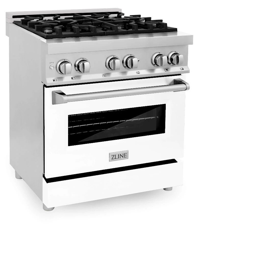 ZLINE 30 In. 4.0 Cu. Ft. Legacy Dual Fuel Range With 4 Burner Gas Cooktop And Electric Convection Oven In Stainless Steel And White Matte Door (RA-WM-30)(Zline 30 Legacy Dual Fuel Range Stainless Steel White Matte Ra Wm 30) 6 ZLINE 30 In. 4.0 Cu. Ft. Legacy Dual Fuel Range With 4 Burner Gas Cooktop And Electric Convection Oven In Stainless Steel And White Matte Door (RA-WM-30)(Zline 30 Legacy Dual Fuel Range Stainless Steel White Matte Ra Wm 30) - Image 6