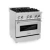 ZLINE 30 In. 4.0 Cu. Ft. Legacy Dual Fuel Range With 4 Burner Gas Cooktop And Electric Convection Oven In Stainless Steel (RA30)(Zline 30 Legacy Dual Fuel Range Stainless Steel Ra30)