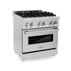 ZLINE 30 In. 4.0 Cu. Ft. Legacy Dual Fuel Range With 4 Burner Gas Cooktop And Electric Convection Oven In Stainless Steel (RA30)(Zline 30 Legacy Dual Fuel Range Stainless Steel Ra30)