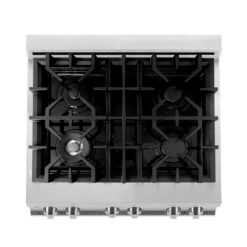 ZLINE 30 In. 4.0 Cu. Ft. Legacy Dual Fuel Range With 4 Burner Gas Cooktop And Electric Convection Oven In Stainless Steel And Red Matte Door (RA-RM-30)(Zline 30 Legacy Dual Fuel Range Stainless Steel Red Matte Ra Rm 30) -Induction Cooktop Store zline stainless steel range RA30 top down e98bbd52 ce97 4dee 8f89 14507dfc9918