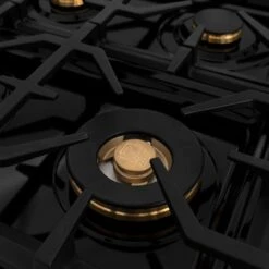 ZLINE Autograph Edition 60 In. 7.4 Cu. Ft. Legacy Dual Fuel Range With 9 Burner Gas Cooktop And 2 Electric Convection Ovens In Stainless Steel And Polished Gold Accents (RAZ-60-G)(Zline Autograph Edition 60 Legacy Dual Fuel Range Stainless Steel Gold Raz 60 G) -Induction Cooktop Store zline stainless steel range RAZ 60 CB burners high grates detail a61973d1 58be 4686 abd0 7fda02e264d3