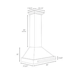 ZLINE 30 In. Convertible Stainless Steel Range Hood With Copper Shell And Stainless Steel Handle (KB4STX-C-30)(Zline 30 Wall Mount Range Hood Stainless Steel Copper Kb4stx C 30) 11 ZLINE 30 In. Convertible Stainless Steel Range Hood With Copper Shell And Stainless Steel Handle (KB4STX-C-30)(Zline 30 Wall Mount Range Hood Stainless Steel Copper Kb4stx C 30) -Induction Cooktop Store zline stainless steel range hood with copper shell KB4STX C 30 dimensional diagram