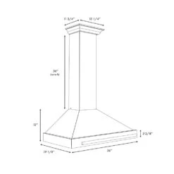 ZLINE 36 In. Convertible Stainless Steel Range Hood With Copper Shell And Stainless Steel Handle (KB4STX-C-36)(Zline 36 Wall Mount Range Hood Stainless Steel Copper Kb4stx C 36) 11 ZLINE 36 In. Convertible Stainless Steel Range Hood With Copper Shell And Stainless Steel Handle (KB4STX-C-36)(Zline 36 Wall Mount Range Hood Stainless Steel Copper Kb4stx C 36) -Induction Cooktop Store zline stainless steel range hood with copper shell KB4STX C 36 dimensional diagram