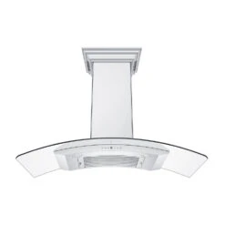 ZLINE 48 In. CrownSound™ Ducted Vent Wall Mount Range Hood In Stainless Steel And Glass With Built-in Bluetooth Speakers (KN4CRN-BT-48)(Zline 48 Wall Mount Range Hood Stainless Steel Crownsound Kn4crn Bt 48) -Induction Cooktop Store zline stainless steel wall mount range hood KN4CRN BT 48 front under