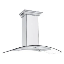 ZLINE 48 In. CrownSound™ Ducted Vent Wall Mount Range Hood In Stainless Steel And Glass With Built-in Bluetooth Speakers (KN4CRN-BT-48)(Zline 48 Wall Mount Range Hood Stainless Steel Crownsound Kn4crn Bt 48) -Induction Cooktop Store zline stainless steel wall mount range hood KN4CRN BT 48 main