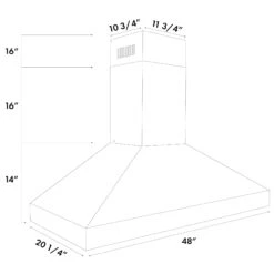 ZLINE 48 In. Professional Convertible Vent Wall Mount Range Hood In Stainless Steel (597-48)(Zline 48 Professional Wall Mount Range Hood Stainless Steel 597 48) -Induction Cooktop Store zline stainless steel wall mounted range hood 597 48 dimensional 8db08f7e 3e83 47aa a45c 280bb452545e