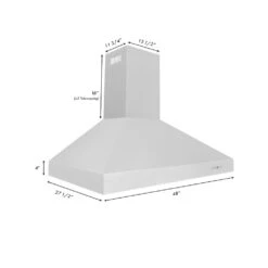 ZLINE 48 In. Professional Ducted Wall Mount Range Hood In Stainless Steel (697-48)(Zline 48 Professional Wall Mount Range Hood Stainless Steel 697 48) 17 ZLINE 48 In. Professional Ducted Wall Mount Range Hood In Stainless Steel (697-48)(Zline 48 Professional Wall Mount Range Hood Stainless Steel 697 48) -Induction Cooktop Store zline stainless steel wall mounted range hood 697 304 48 dimensional