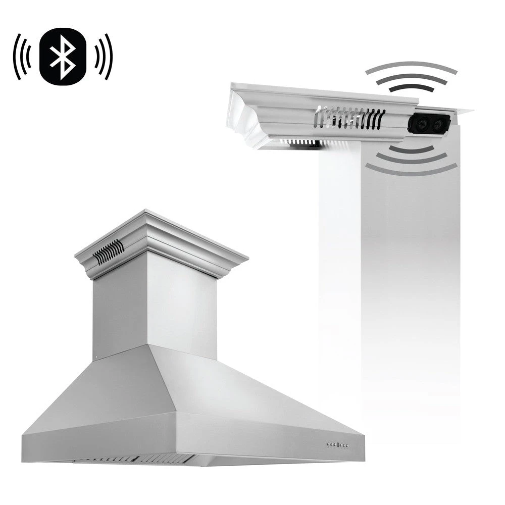 ZLINE 48 In. CrownSound™ Ducted Vent Professional Wall Mount Range Hood In Stainless Steel With Built-in Bluetooth Speakers (697CRN-BT-48)(Zline 48 Professional Wall Mount Range Hood Stainless Steel Crownsound 697crn Bt 48) 1 ZLINE 48 In. CrownSound™ Ducted Vent Professional Wall Mount Range Hood In Stainless Steel With Built-in Bluetooth Speakers (697CRN-BT-48)(Zline 48 Professional Wall Mount Range Hood Stainless Steel Crownsound 697crn Bt 48)