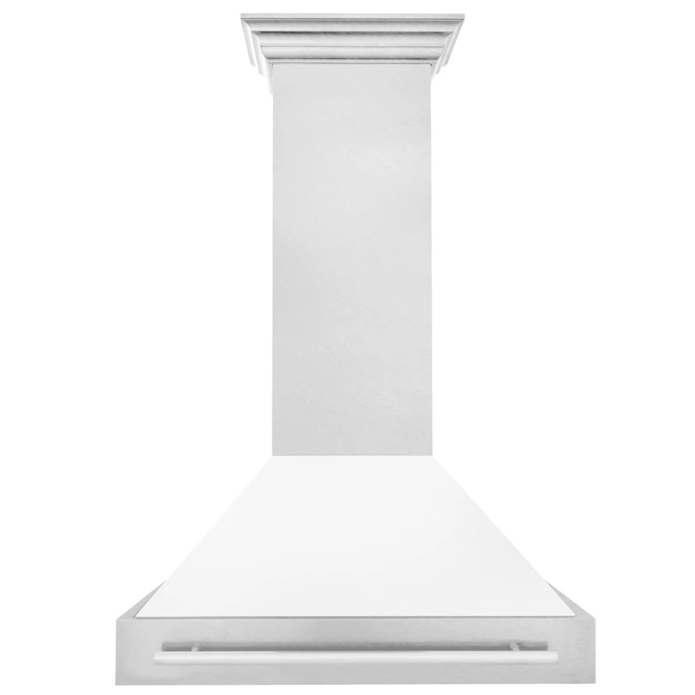 ZLINE 36 In. Satin Stainless Steel Wall Mount Range Hood With White Matte Shell And Stainless Steel Handle (8654SNX-WM-36)(Zline 36 Wall Mount Range Hood Satin Stainless Steel White Matte 8654snx Wm 36) 4 ZLINE 36 In. Satin Stainless Steel Wall Mount Range Hood With White Matte Shell And Stainless Steel Handle (8654SNX-WM-36)(Zline 36 Wall Mount Range Hood Satin Stainless Steel White Matte 8654snx Wm 36) - Image 4