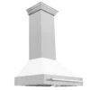 ZLINE 36 In. Satin Stainless Steel Wall Mount Range Hood With White Matte Shell And Stainless Steel Handle (8654SNX-WM-36)(Zline 36 Wall Mount Range Hood Satin Stainless Steel White Matte 8654snx Wm 36)
