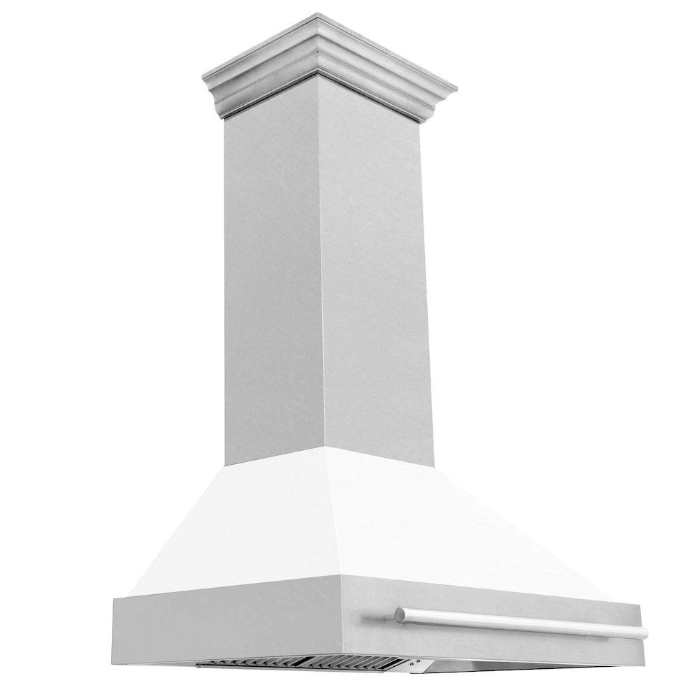 ZLINE 36 In. Satin Stainless Steel Wall Mount Range Hood With White Matte Shell And Stainless Steel Handle (8654SNX-WM-36)(Zline 36 Wall Mount Range Hood Satin Stainless Steel White Matte 8654snx Wm 36) 1 ZLINE 36 In. Satin Stainless Steel Wall Mount Range Hood With White Matte Shell And Stainless Steel Handle (8654SNX-WM-36)(Zline 36 Wall Mount Range Hood Satin Stainless Steel White Matte 8654snx Wm 36)