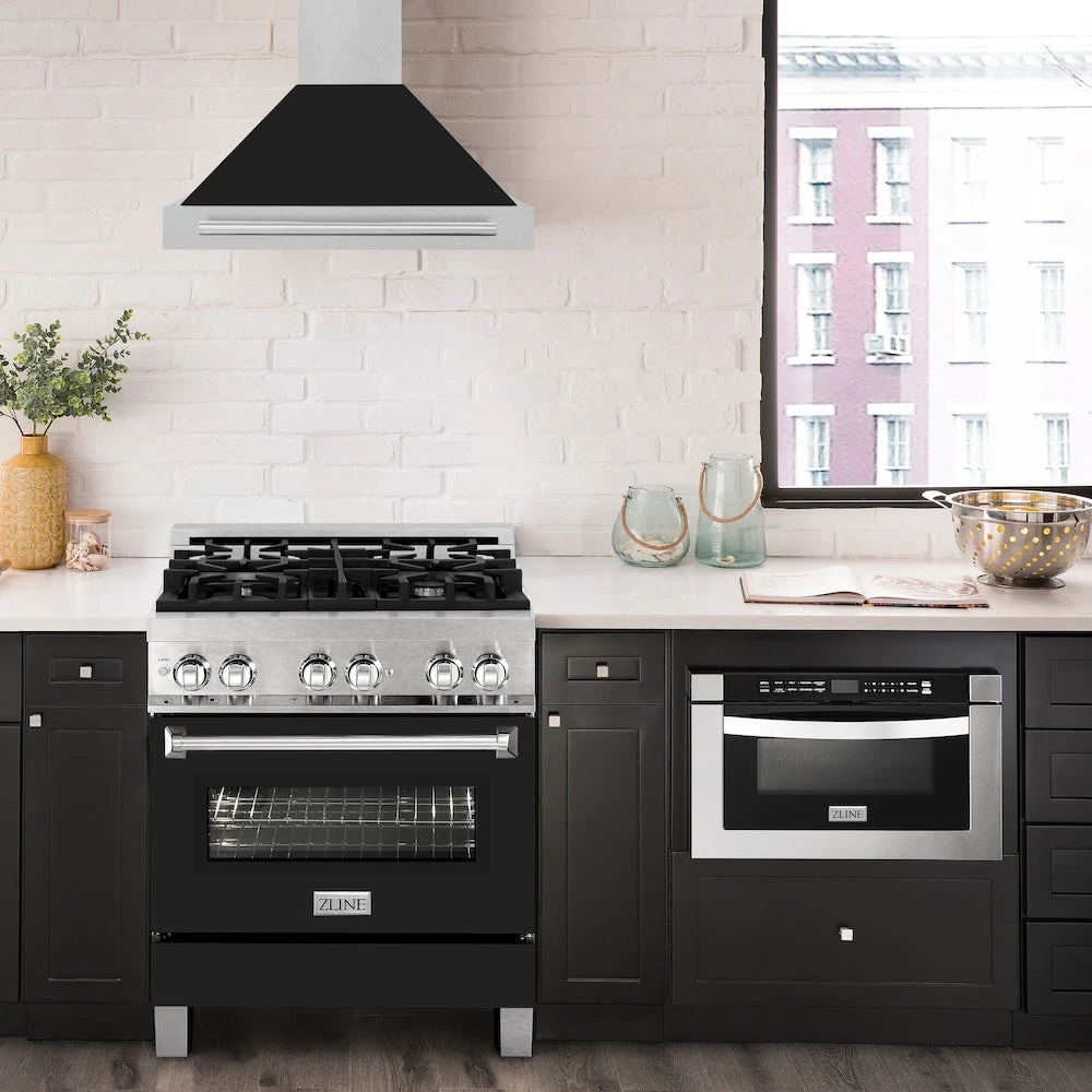 ZLINE 30 In. Convertible Satin Stainless Steel Wall Mount Range Hood With Black Matte Shell And Stainless Steel Handle (KB4SNX-BLM-30)(Zline 30 Wall Mount Range Hood Satin Stainless Steel Black Matte Kb4snx Blm 30) 2 ZLINE 30 In. Convertible Satin Stainless Steel Wall Mount Range Hood With Black Matte Shell And Stainless Steel Handle (KB4SNX-BLM-30)(Zline 30 Wall Mount Range Hood Satin Stainless Steel Black Matte Kb4snx Blm 30) - Image 2