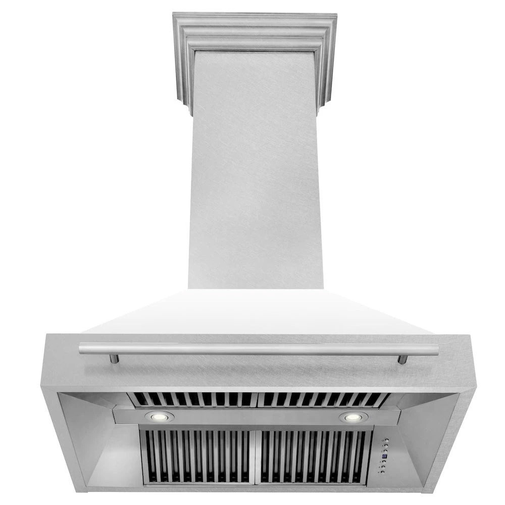 ZLINE 36 In. Satin Stainless Steel Wall Mount Range Hood With White Matte Shell And Stainless Steel Handle (8654SNX-WM-36)(Zline 36 Wall Mount Range Hood Satin Stainless Steel White Matte 8654snx Wm 36) 6 ZLINE 36 In. Satin Stainless Steel Wall Mount Range Hood With White Matte Shell And Stainless Steel Handle (8654SNX-WM-36)(Zline 36 Wall Mount Range Hood Satin Stainless Steel White Matte 8654snx Wm 36) - Image 6