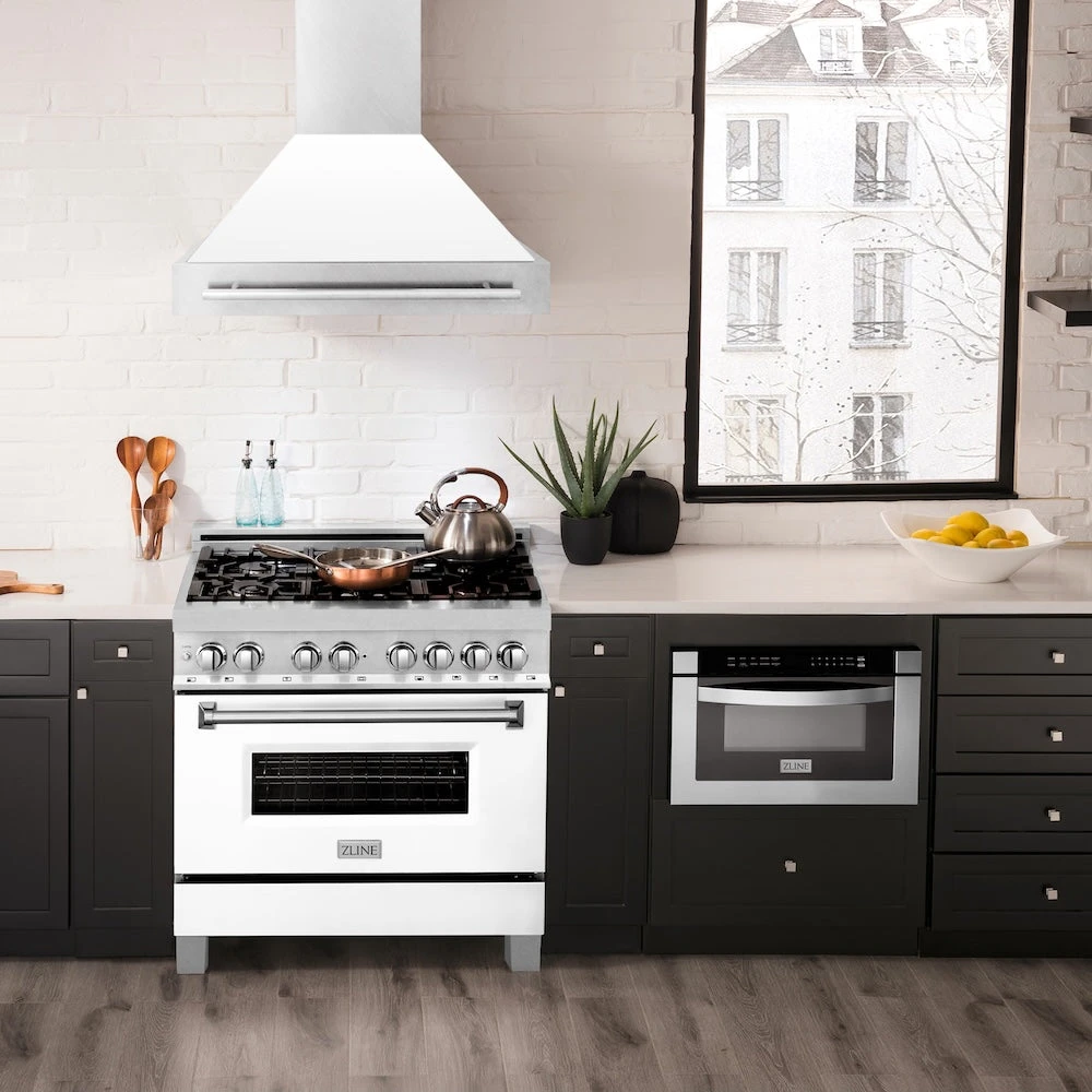 ZLINE 36 In. Satin Stainless Steel Wall Mount Range Hood With White Matte Shell And Stainless Steel Handle (8654SNX-WM-36)(Zline 36 Wall Mount Range Hood Satin Stainless Steel White Matte 8654snx Wm 36) 14 ZLINE 36 In. Satin Stainless Steel Wall Mount Range Hood With White Matte Shell And Stainless Steel Handle (8654SNX-WM-36)(Zline 36 Wall Mount Range Hood Satin Stainless Steel White Matte 8654snx Wm 36) - Image 14