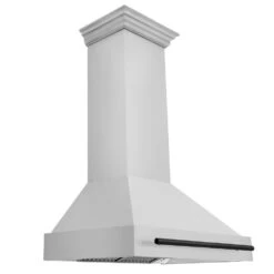ZLINE Autograph Edition 36 In. Stainless Steel Range Hood With Stainless Steel Shell And Matte Black Handle (8654STZ-36-MB)(Zline Autograph Edition 36 Wall Mount Range Hood Stainless Steel Matte Black 8654stz 36 Mb)