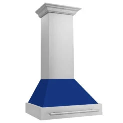 ZLINE 30 In. Stainless Steel Range Hood With Blue Gloss Shell And Stainless Steel Handle (8654STX-BG-30)(Zline 30 Wall Mount Range Hood Stainless Steel Blue Gloss 8654stx Bg 30)