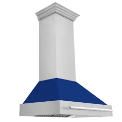 ZLINE 36 In. Stainless Steel Range Hood With Blue Gloss Shell And Stainless Steel Handle (8654STX-BG-36)(Zline 36 Wall Mount Range Hood Stainless Steel Blue Gloss 8654stx Bg 36)