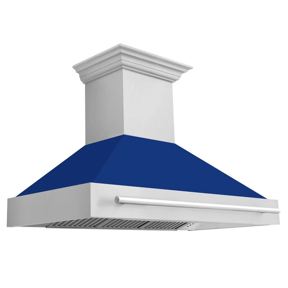 ZLINE 48 In. Stainless Steel Range Hood With Blue Matte Shell And Stainless Steel Handle (8654STX-BM-48)(Zline 48 Wall Mount Range Hood Stainless Steel Blue Matte 8654stx Bm 48) 1 ZLINE 48 In. Stainless Steel Range Hood With Blue Matte Shell And Stainless Steel Handle (8654STX-BM-48)(Zline 48 Wall Mount Range Hood Stainless Steel Blue Matte 8654stx Bm 48)