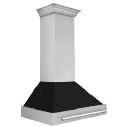 ZLINE 36 In. Stainless Steel Range Hood With Black Matte Shell And Stainless Steel Handle (8654STX-BLM-36)(Zline 36 Wall Mount Range Hood Stainless Steel Black Matte 8654stx Blm 36) 7 ZLINE 36 In. Stainless Steel Range Hood With Black Matte Shell And Stainless Steel Handle (8654STX-BLM-36)(Zline 36 Wall Mount Range Hood Stainless Steel Black Matte 8654stx Blm 36) -Induction Cooktop Store zline stainless steel wall mounted range hood 8654STX BLM 36 side