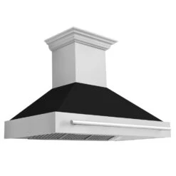 ZLINE 48 In. Stainless Steel Range Hood With Black Matte Shell And Stainless Steel Handle (8654STX-BLM-48)(Zline 48 Wall Mount Range Hood Stainless Steel Black Matte 8654stx Blm 48)