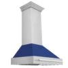 ZLINE 36 In. Stainless Steel Range Hood With Blue Matte Shell And Stainless Steel Handle (8654STX-BM-36)(Zline 36 Wall Mount Range Hood Stainless Steel Blue Matte 8654stx Bm 36)
