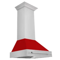 ZLINE 30 In. Stainless Steel Range Hood With Red Matte Shell And Stainless Steel Handle (8654STX-RM-30)(Zline 30 Wall Mount Range Hood Stainless Steel Red Matte 8654stx Rm 30)