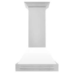 ZLINE 30 In. Stainless Steel Range Hood With White Matte Shell And Stainless Steel Handle (8654STX-WM-30)(Zline 30 Wall Mount Range Hood Stainless Steel White Matte 8654stx Wm 30) 5 ZLINE 30 In. Stainless Steel Range Hood With White Matte Shell And Stainless Steel Handle (8654STX-WM-30)(Zline 30 Wall Mount Range Hood Stainless Steel White Matte 8654stx Wm 30) -Induction Cooktop Store zline stainless steel wall mounted range hood 8654STX WM 30 front 11778955 7928 4223 b192 403ad6fa56e7