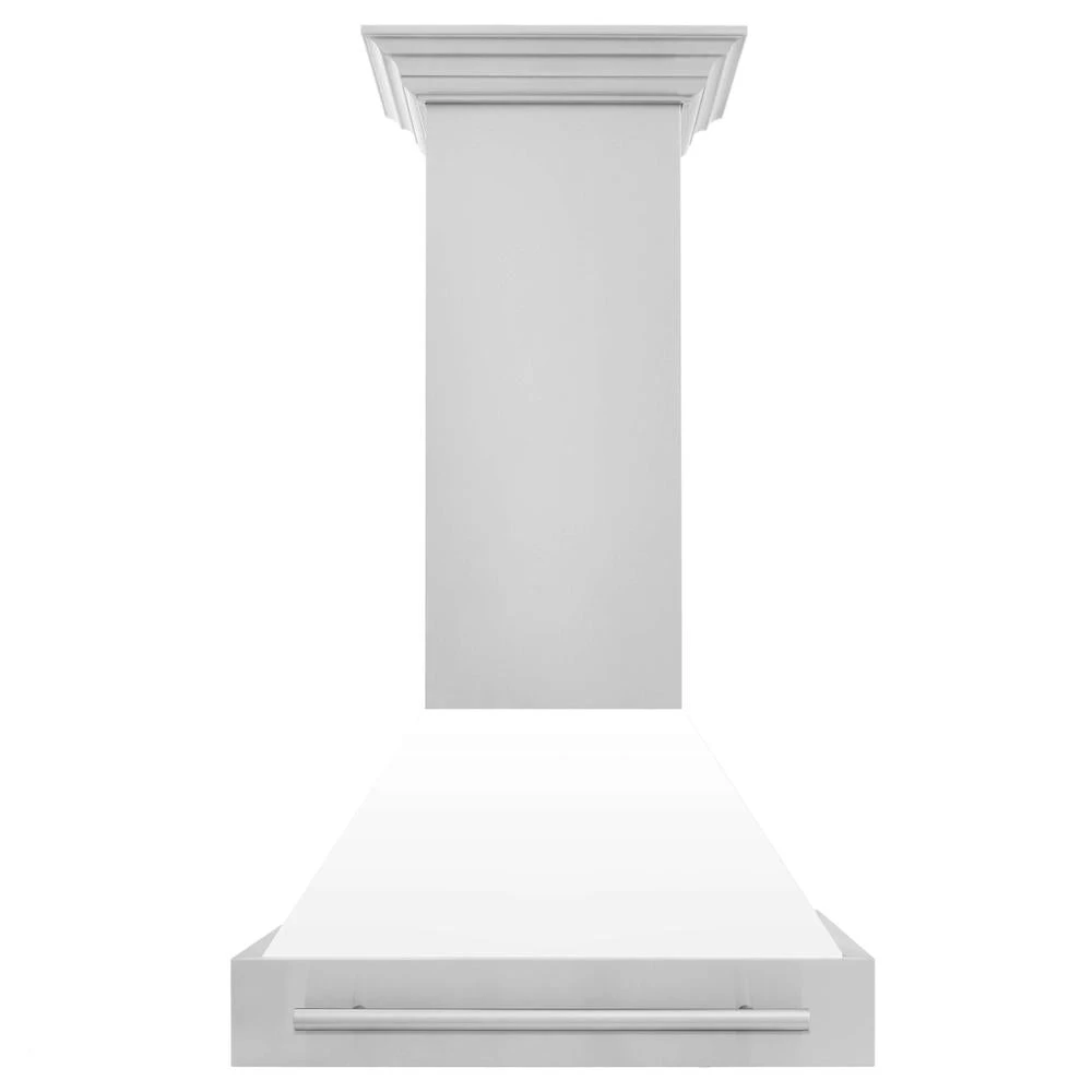 ZLINE 30 In. Stainless Steel Range Hood With White Matte Shell And Stainless Steel Handle (8654STX-WM-30)(Zline 30 Wall Mount Range Hood Stainless Steel White Matte 8654stx Wm 30) 3 ZLINE 30 In. Stainless Steel Range Hood With White Matte Shell And Stainless Steel Handle (8654STX-WM-30)(Zline 30 Wall Mount Range Hood Stainless Steel White Matte 8654stx Wm 30) - Image 3