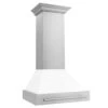 ZLINE 30 In. Stainless Steel Range Hood With White Matte Shell And Stainless Steel Handle (8654STX-WM-30)(Zline 30 Wall Mount Range Hood Stainless Steel White Matte 8654stx Wm 30)