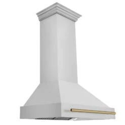 ZLINE Autograph Edition 36 In. Stainless Steel Range Hood With Stainless Steel Shell And Champagne Bronze Handle (8654STZ-36-CB)(Zline Autograph Edition 36 Wall Mount Range Hood Stainless Steel Champagne Bronze 8654stz 36 Cb)