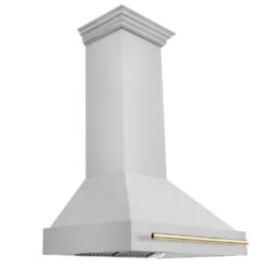 ZLINE Autograph Edition 36 In. Stainless Steel Range Hood With Stainless Steel Shell And Polished Gold Handle (8654STZ-36-G)(Zline Autograph Edition 36 Wall Mount Range Hood Stainless Steel Polished Gold 8654stz 36 G)