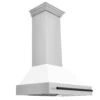 ZLINE Autograph Edition 36 In. Stainless Steel Range Hood With White Matte Shell And Matte Black Handle (8654STZ-WM36-MB)(Zline Autograph Edition 36 Wall Mount Range Hood Stainless Steel White Matte Matte Black 8654stz Wm36 Mb)