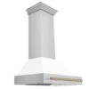 ZLINE Autograph Edition 36 In. Stainless Steel Range Hood With White Matte Shell And Champagne Bronze Handle (8654STZ-WM36-CB)(Zline Autograph Edition 36 Wall Mount Range Hood Stainless Steel White Matte Champagne Bronze 8654stz Wm36 Cb)